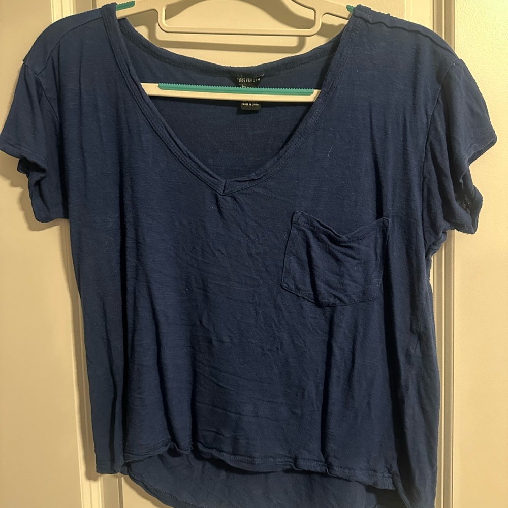 Forever 21 Royal Blue V-Neck Tee